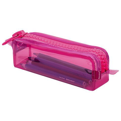 Пенал BRAUBERG с объемной &quot;тракторной&quot; молнией, 1 отделение, ПВХ, 22х5см, Ultra pink, 272340
