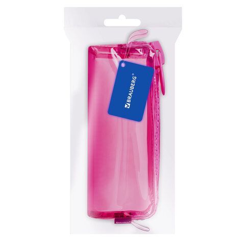 Пенал BRAUBERG с объемной &quot;тракторной&quot; молнией, 1 отделение, ПВХ, 22х5см, Ultra pink, 272340