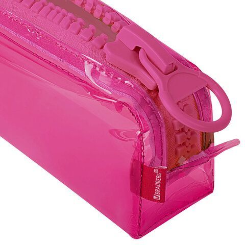 Пенал BRAUBERG с объемной &quot;тракторной&quot; молнией, 1 отделение, ПВХ, 22х5см, Ultra pink, 272340