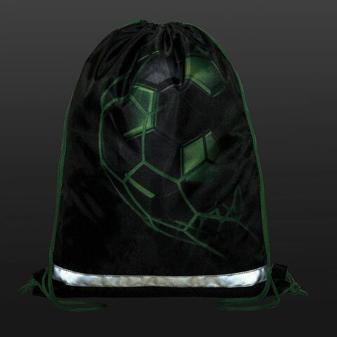 Мешок для обуви BRAUBERG KIDS, с петлей, светоотражающая полоса, 46х36 см, Green ball, 272393