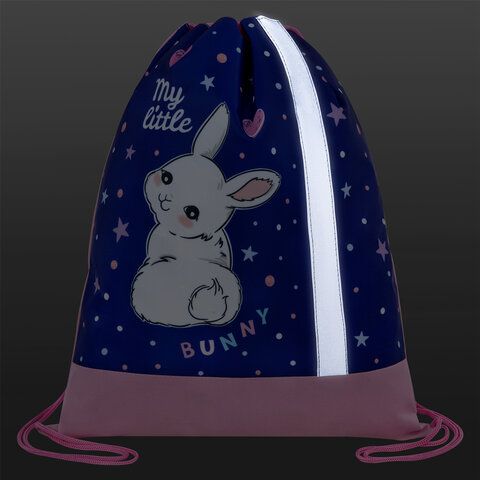 Мешок для обуви ЮНЛАНДИЯ, плотный, светоотражающая полоса, 46х36 см, &quot;Fluffy tail&quot;, 272409