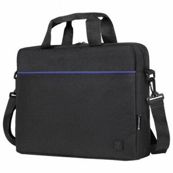 Сумка портфель BRAUBERG PRACTICAL с отд. для ноутбука 15,6", Blue line, черная, 29х40х7 см, 272603