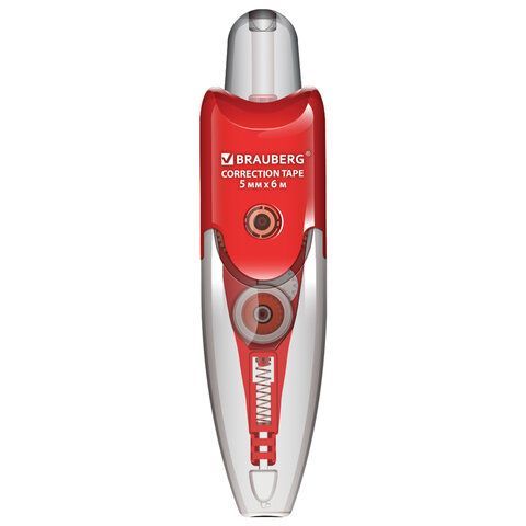 Корректирующая лента BRAUBERG Click, 5 мм х 6 м, корпус прозрачный, автоматическая, блистер
