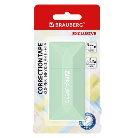 Корректирующая лента BRAUBERG 3 шт. EXCLUSIVE, 5 мм х 6 м, ассорти, блистер, 273022, Код 1C