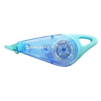 Корректирующая лента BRAUBERG 2 шт. TRIOS, 5 мм х 8 м, корпус мятный/голубой с подвесом, блистер, 273023