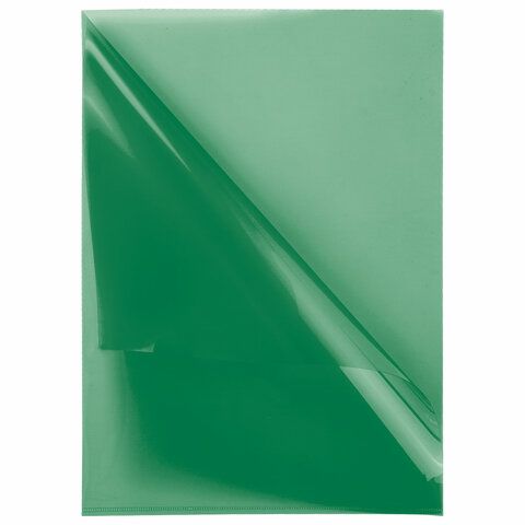 Папка-уголок прозрачная А4 BRAUBERG 50 шт. UNIVERSAL, зеленая, 0,10 мм, 273048