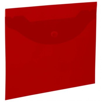 Папка-конверт с кнопкой прозрачная МАЛОГО ФОРМАТА А5, BRAUBERG 10 шт. UNIVERSAL, красная, 0,15 мм, 273068