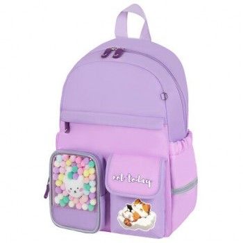 Рюкзак BRAUBERG PASTEL с термонашивками в комплекте, Not today, сиреневый, 40х29х14 см, 273127