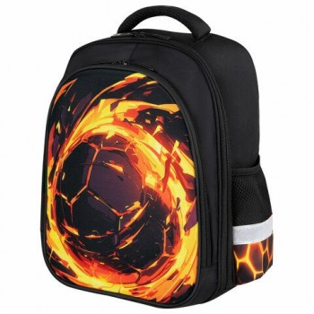 Ранец BRAUBERG KIDS STANDARD, 2 отделения, Fire split, 3D панель, 36х28х14 см, 273147