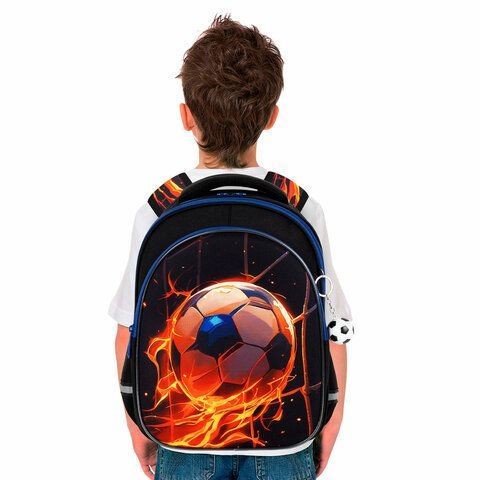 Рюкзак BRAUBERG OPTIMA, 2 отделения, с брелком, Burning ball, 3D панель, 36х27х18 см, 273158