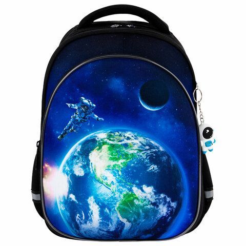 Рюкзак BRAUBERG OPTIMA, 2 отделения, с брелком, Brave astronaut, 3D панель, 36х27х18 см, 273159
