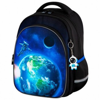 Рюкзак BRAUBERG OPTIMA, 2 отделения, с брелком, Brave astronaut, 3D панель, 36х27х18 см, 273159