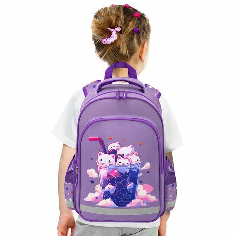 Рюкзак ПИФАГОР SCHOOL, 1 отделение, 3 кармана, Bubble tea, 38x28х14 см, 273164