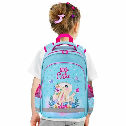 Рюкзак ПИФАГОР SCHOOL, 1 отделение, 3 кармана, Pretty bunny, 38x28х14 см, 273168