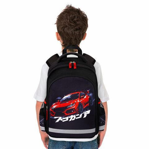 Рюкзак ПИФАГОР SCHOOL, 1 отделение, 3 кармана, Street race, 38x28х14 см, 273169