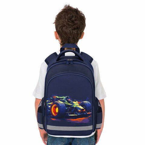 Рюкзак ПИФАГОР SCHOOL, 1 отделение, 3 кармана, Speed bolid, 38x28х14 см, 273170