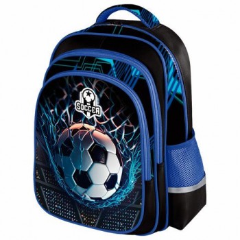 Рюкзак BRAUBERG KIDS FLOSSY, 2 отделения, 3 кармана, Soccer Club, 3D панель, 40х28х18 см, 273181