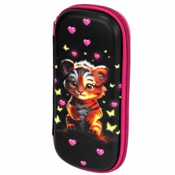 Пенал ЮНЛАНДИЯ, 1 отделение, 1 откидная планка, карман, EVA покрытие soft touch, 22х10х5 см, Tiger cub, 273185