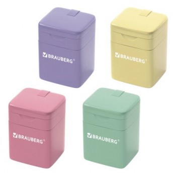Точилка кросс-серия PASTEL, с контейнером, корпус ассорти, BRAUBERG 24 шт., 273255