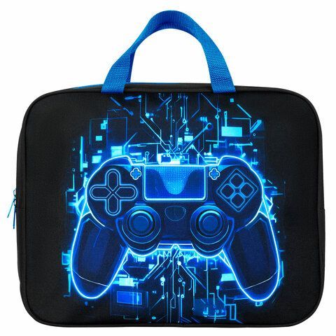 Папка на молнии с ручками BRAUBERG KIDS А4, 1 отделение, полиэстер, 80 мм, Digital gamepad, 273316