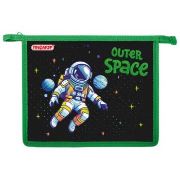 Папка для тетрадей ПИФАГОР А5, 1 отделение, пластик, на молнии, Outer space, 273330