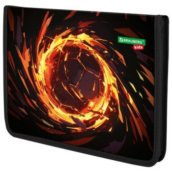 Папка для тетрадей BRAUBERG KIDS А4, 1 отделение, пластик, молния вокруг, Fire split, 273338