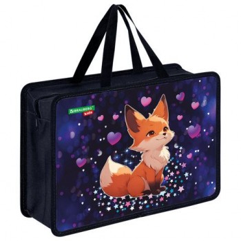 Папка на молнии с ручками BRAUBERG KIDS А4, 1 отделение, пластик, 100 мм, Fairy fox, 273375