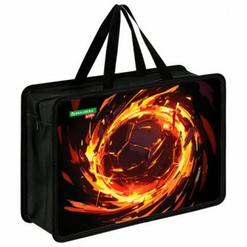 Папка на молнии с ручками BRAUBERG KIDS А4, 1 отделение, пластик, 100 мм, Fire split, 273378
