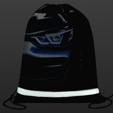 Мешок для обуви BRAUBERG KIDS, светоотражающая полоса, 46х36 см, Dark car, 273439