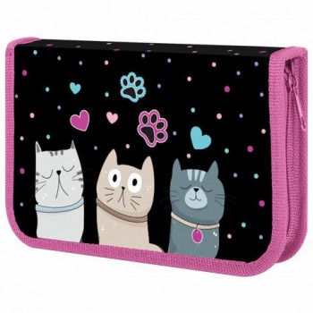 Пенал ЮНЛАНДИЯ, 1 отделение, картон с эффектом soft-touch, 19х11 см, Cat squad, 273493