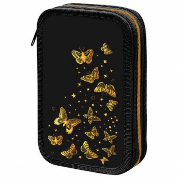 Пенал ЮНЛАНДИЯ, 2 отделения, ламинированный картон, конгрев, 19х11 см, Golden, 273495