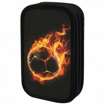 Пенал ЮНЛАНДИЯ, 3 отделения, картон с эффектом soft-touch, 19х11 см, Fire ball, 273501