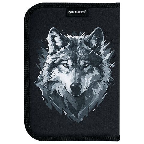 Пенал BRAUBERG, 1 отделение, полиэстер, 21х14 см, Gray wolf, 273520