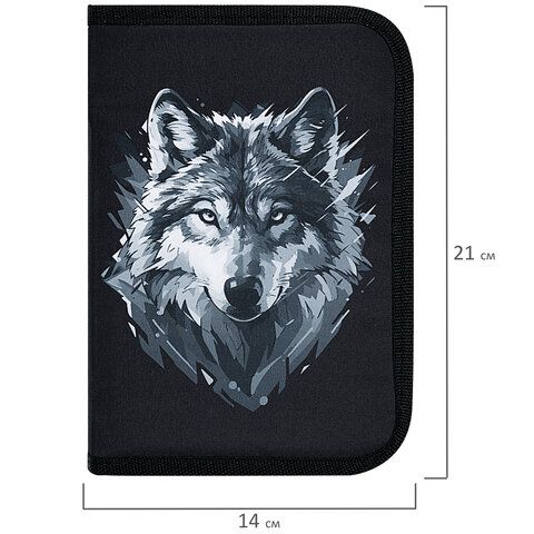 Пенал BRAUBERG, 1 отделение, полиэстер, 21х14 см, Gray wolf, 273520