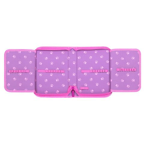 Пенал BRAUBERG, 1 отделение, 2 откидные планки, полиэстер, 21х14 см, Paw prints, 273526