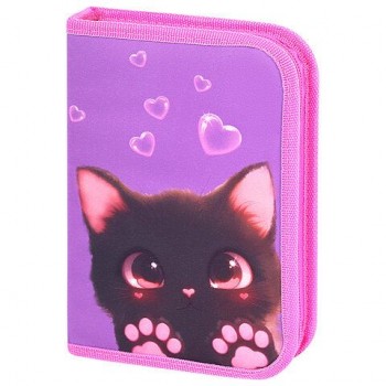 Пенал BRAUBERG, 1 отделение, 2 откидные планки, полиэстер, 21х14 см, Paw prints, 273526