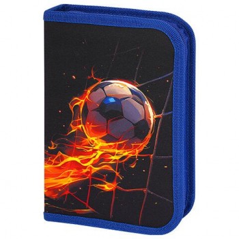 Пенал BRAUBERG, 1 отделение, 2 откидные планки, полиэстер, 21х14 см, Burning ball, 273529