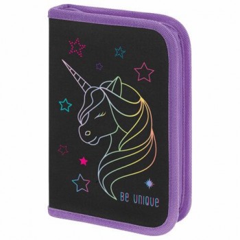 Пенал BRAUBERG с наполнением, 1 отделение, 1 откидная планка, 24 предмета, 21х14 см, Radiant unicorn, 273532