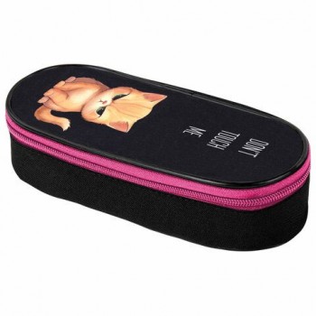 Пенал-футляр BRAUBERG, 1 отделение, органайзер, полиэстер, 22x9х5 см, Angry kitty, 273566