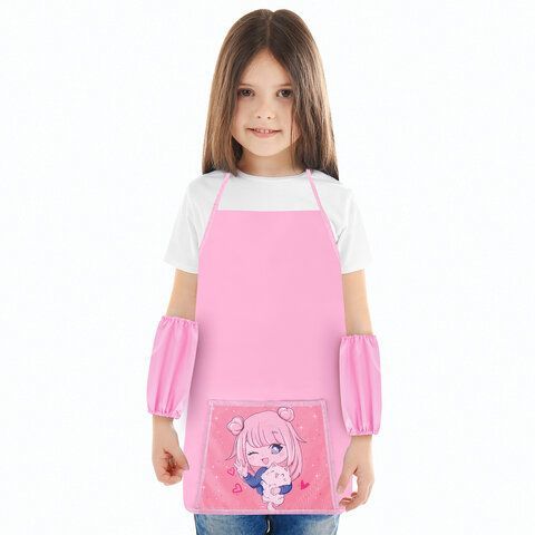 Набор для уроков труда ЮНЛАНДИЯ, клеенка ПВХ, фартук с нарукавниками, Anime pals, 273743