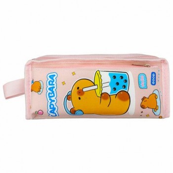 Пенал ЮНЛАНДИЯ ЮНИОР, 2 отделения, с ручкой, полиэстер, Capybara, 21х8х6 см, 273814