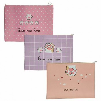 Папка для тетрадей ПИФАГОР А4, 1 отделение, ПВХ, на молнии, ассорти Pawesome, 32x23 см, 273829