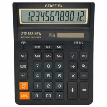 Калькулятор настольный STAFF STF-888-New (202x158 мм), 12 разрядов, двойное питание, черный, 273831