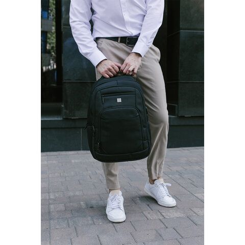 Рюкзак HEIKKI SECURE (ХЕЙКИ) универсальный, 2 отделения, отделение для ноутбука, черный, 46x31x19 см, 273894