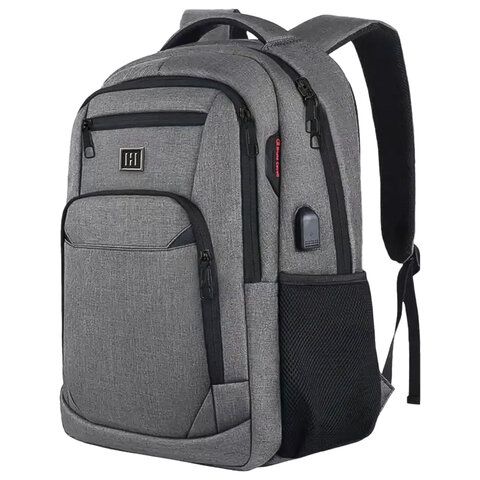 Рюкзак HEIKKI SECURE (ХЕЙКИ) универсальный, 2 отделения, отделение для ноутбука, серый, 46x31x19 см, 273895
