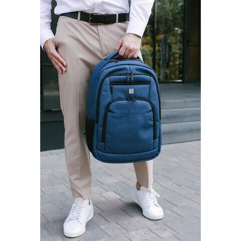 Рюкзак HEIKKI SECURE (ХЕЙКИ) универсальный, 2 отделения, отделение для ноутбука, синий, 46x31x19 см, 273896