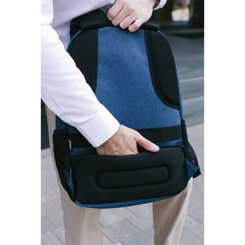 Рюкзак HEIKKI SECURE (ХЕЙКИ) универсальный, 2 отделения, отделение для ноутбука, синий, 46x31x19 см, 273896