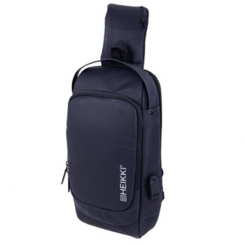 Рюкзак однолямочный HEIKKI FEATURE (ХЕЙКИ), кодовый замок, USB-порт, черный, 32x16x6 см, 273900