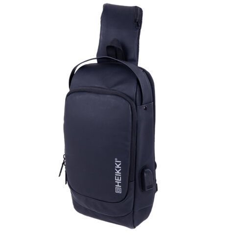 Рюкзак однолямочный HEIKKI FEATURE (ХЕЙКИ), кодовый замок, USB-порт, черный, 32x16x6 см, 273900