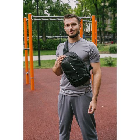 Рюкзак HEIKKI SPORTING (ХЕЙКИ) на одно плечо, эргономичный, черный, 37x23x10см, 273905